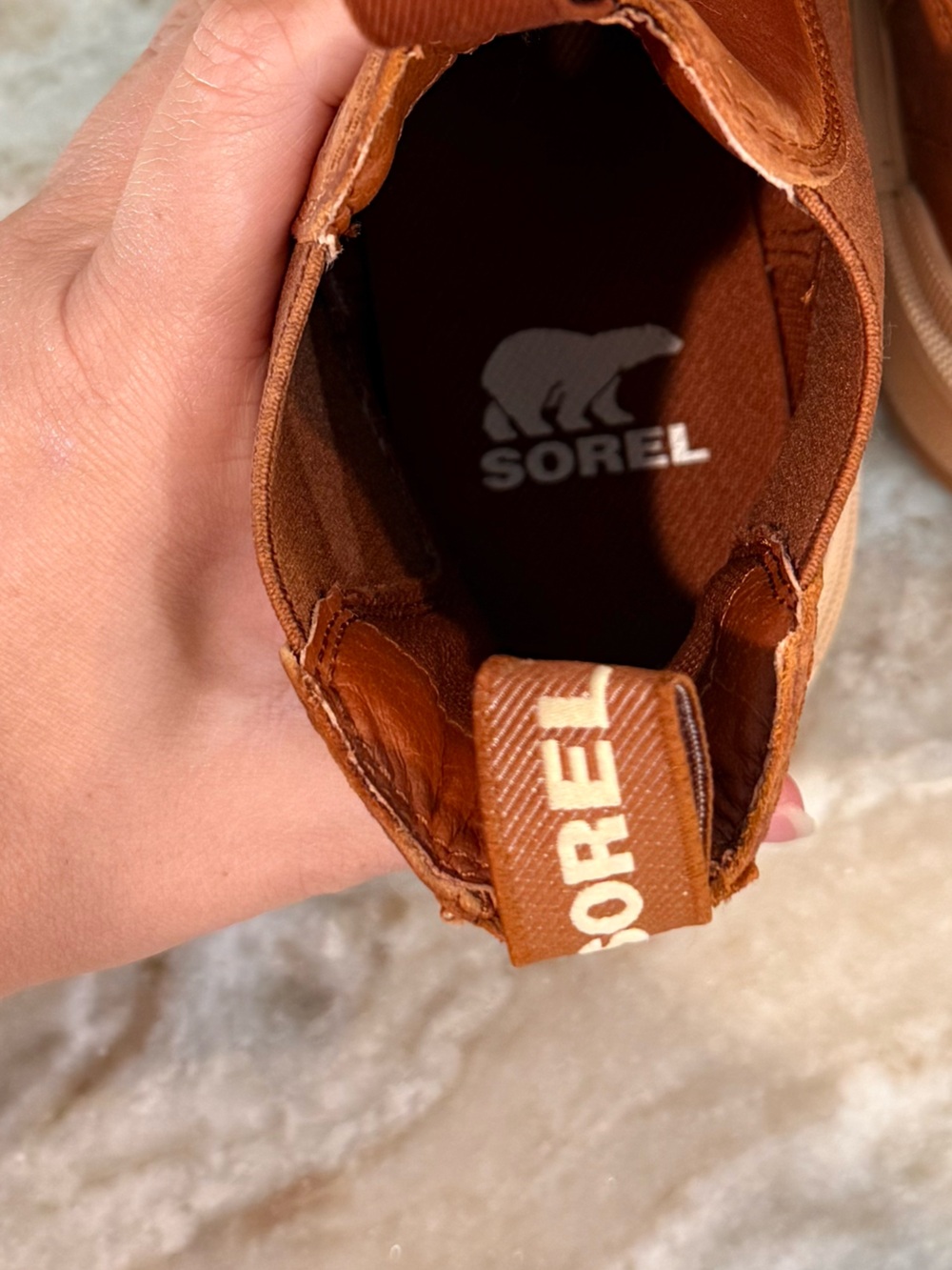 Women’s SOREL Hi-Line Chelsea brown leather platform boots- Size 8.5 - Picture 7 of 10